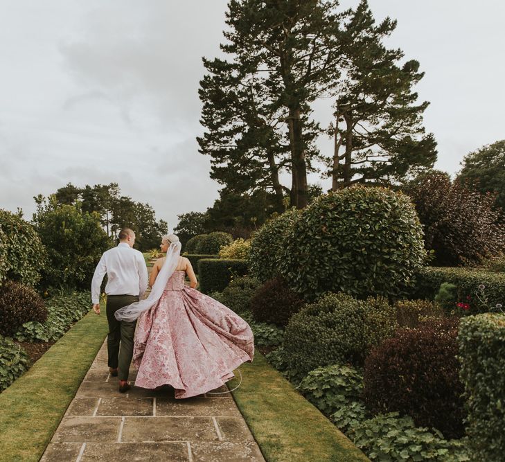 Blush Pink Wedding Dress For Outdoor Wedding Ceremony At Hethfelton House With Images From Dorset Wedding Photographer Paul Underhill