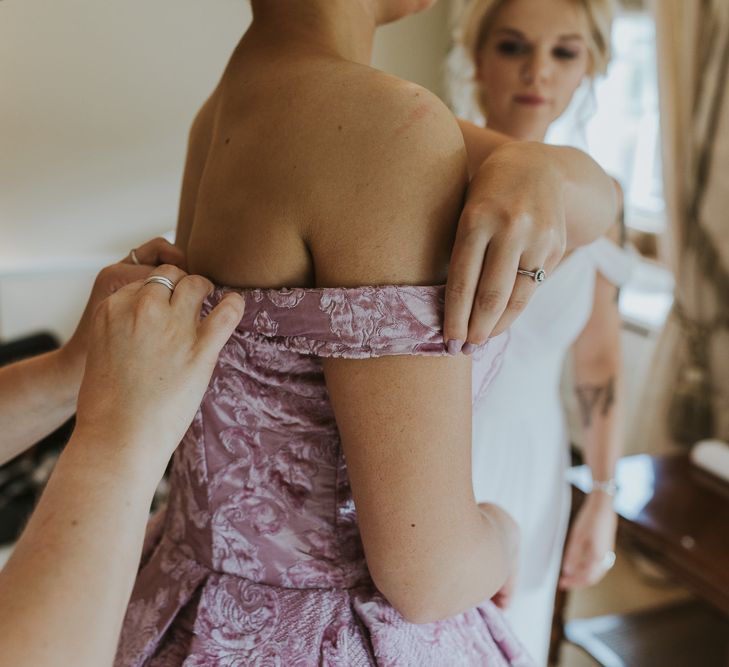 Blush Pink Wedding Dress For Outdoor Wedding Ceremony At Hethfelton House With Images From Dorset Wedding Photographer Paul Underhill