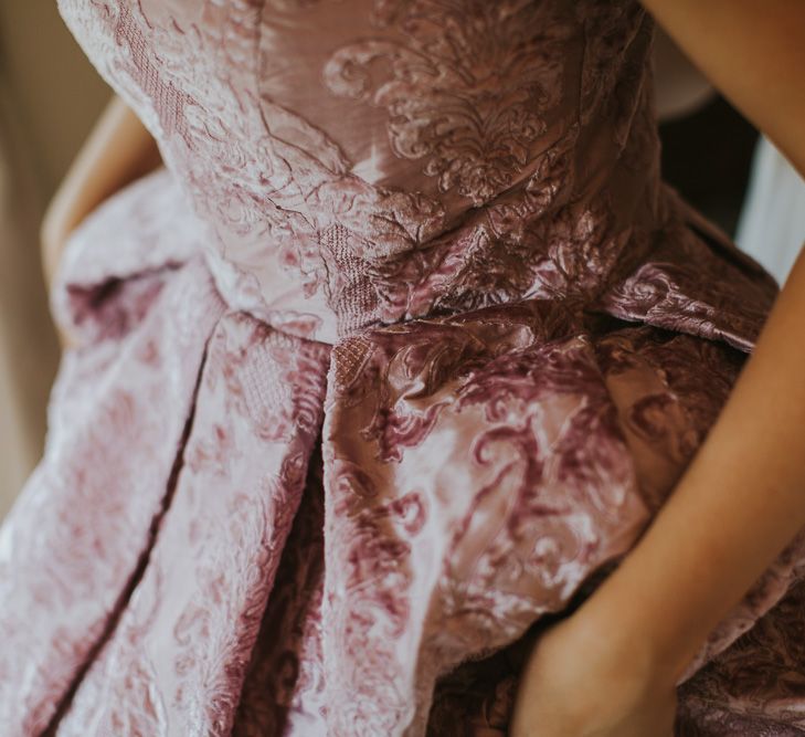 Blush Pink Wedding Dress For Outdoor Wedding Ceremony At Hethfelton House With Images From Dorset Wedding Photographer Paul Underhill