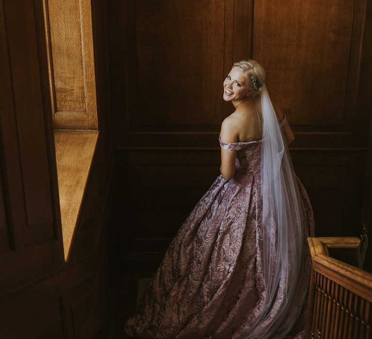 Blush Pink Wedding Dress For Outdoor Wedding Ceremony At Hethfelton House With Images From Dorset Wedding Photographer Paul Underhill