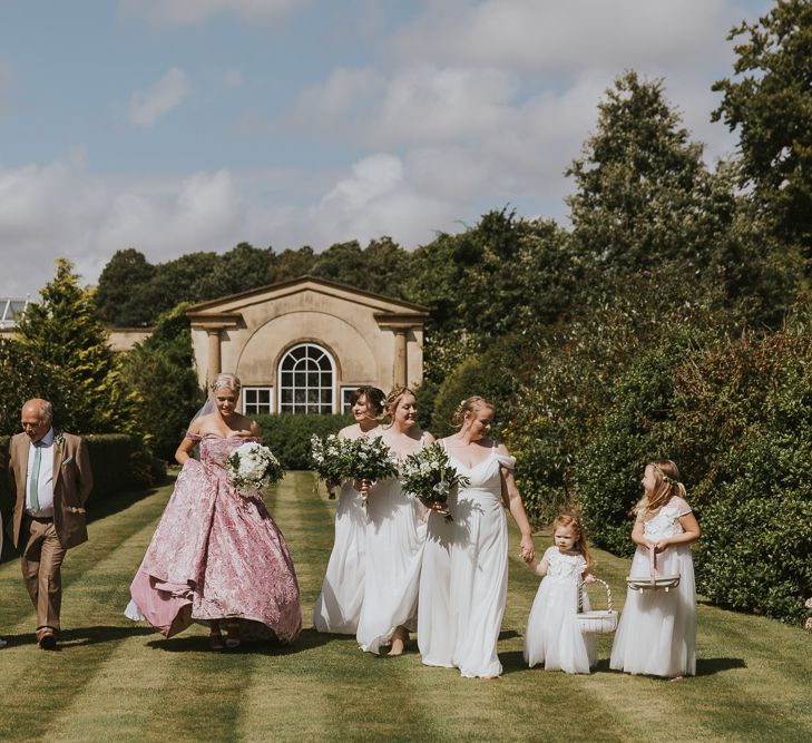 Blush Pink Wedding Dress For Outdoor Wedding Ceremony At Hethfelton House With Images From Dorset Wedding Photographer Paul Underhill