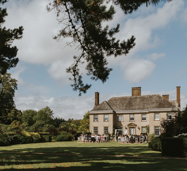 Blush Pink Wedding Dress For Outdoor Wedding Ceremony At Hethfelton House With Images From Dorset Wedding Photographer Paul Underhill