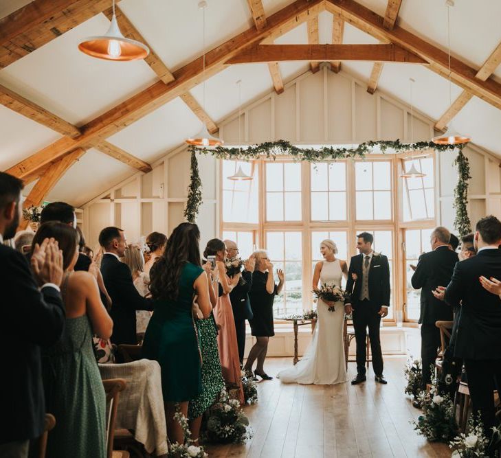 Newlywed bride and groom