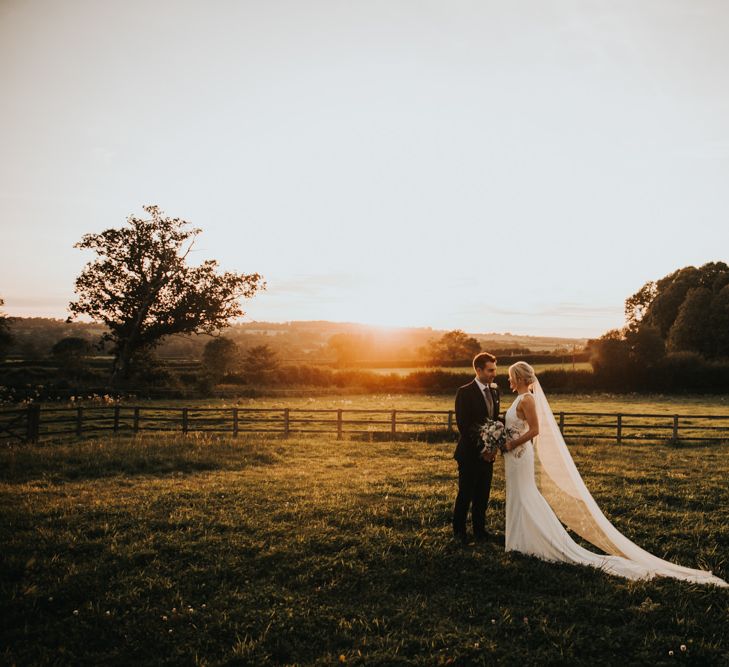 Beautiful sunset portraits at Hyde House wedding