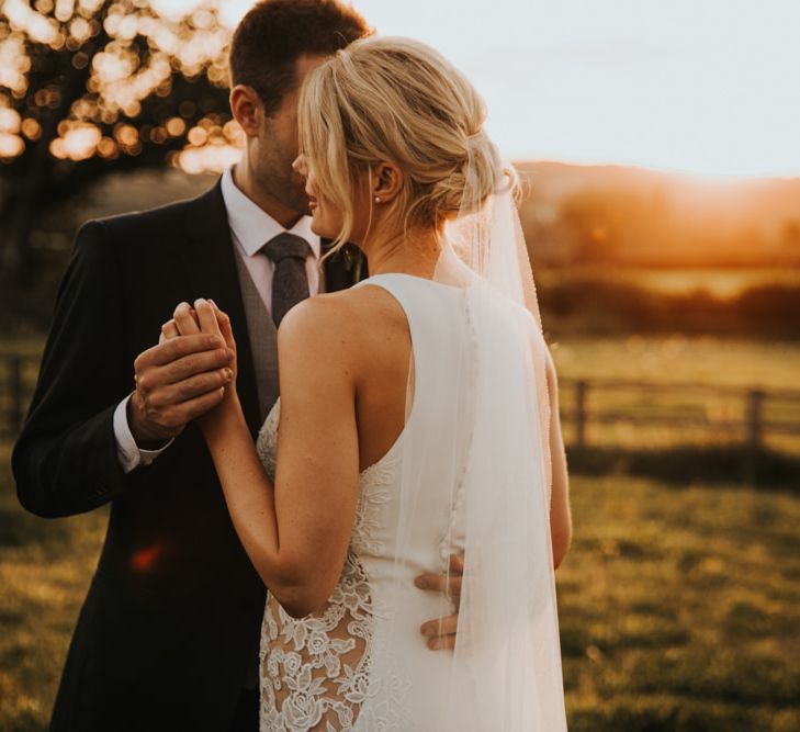 Bridal updo with veil at Hyde House wedding