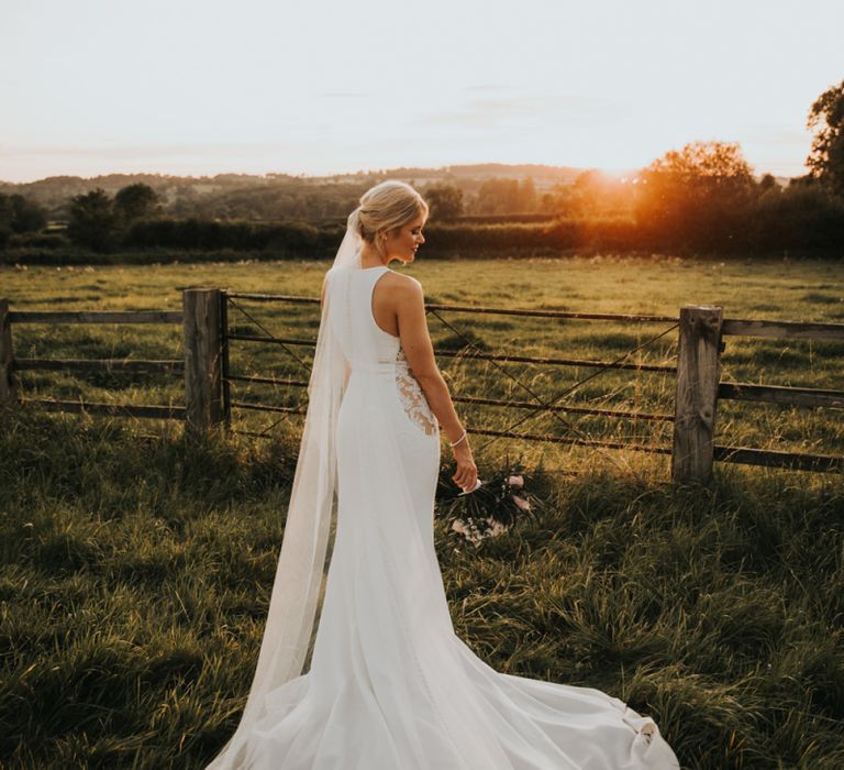 Justin Alexander bride dress with veil at Hyde House wedding