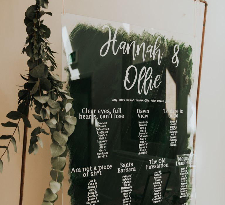 Hanging acrylic wedding sign