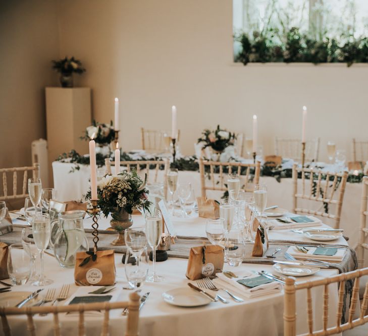 Wedding table set up at Hyde House wedding