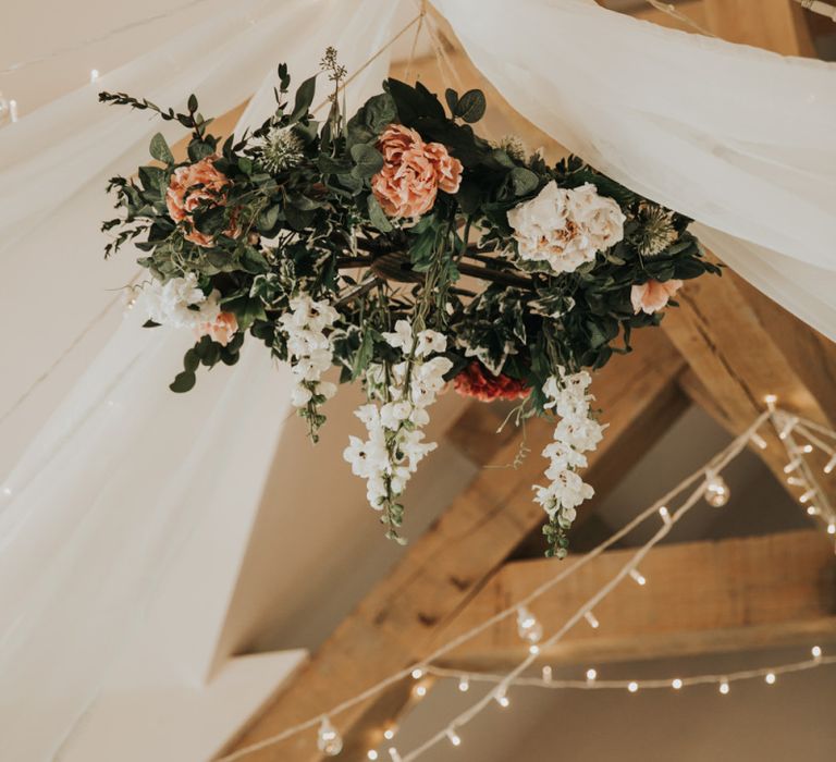 Hanging flower and foliage chandelier