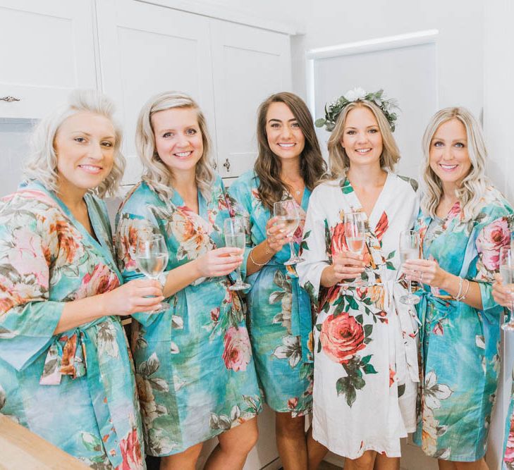 Bridal Party in Matching Getting Ready Robes