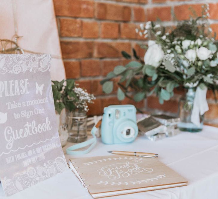 Wooden Guest Book and Polaroid Camera