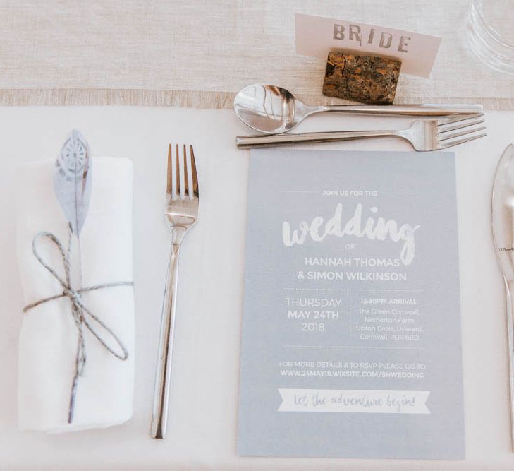 Elegant Place Setting with Contemporary Wedding Stationery