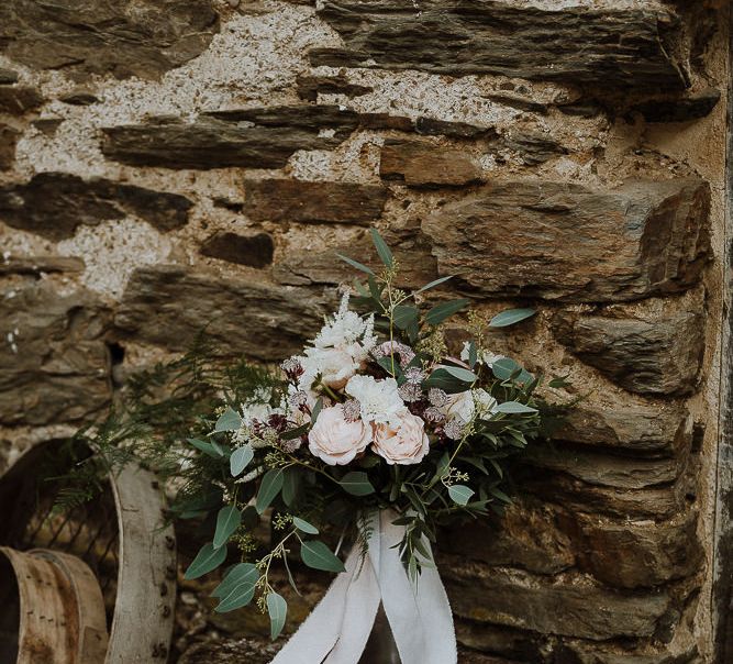 Romantic Wedding Bouquet Tied with Ribbon