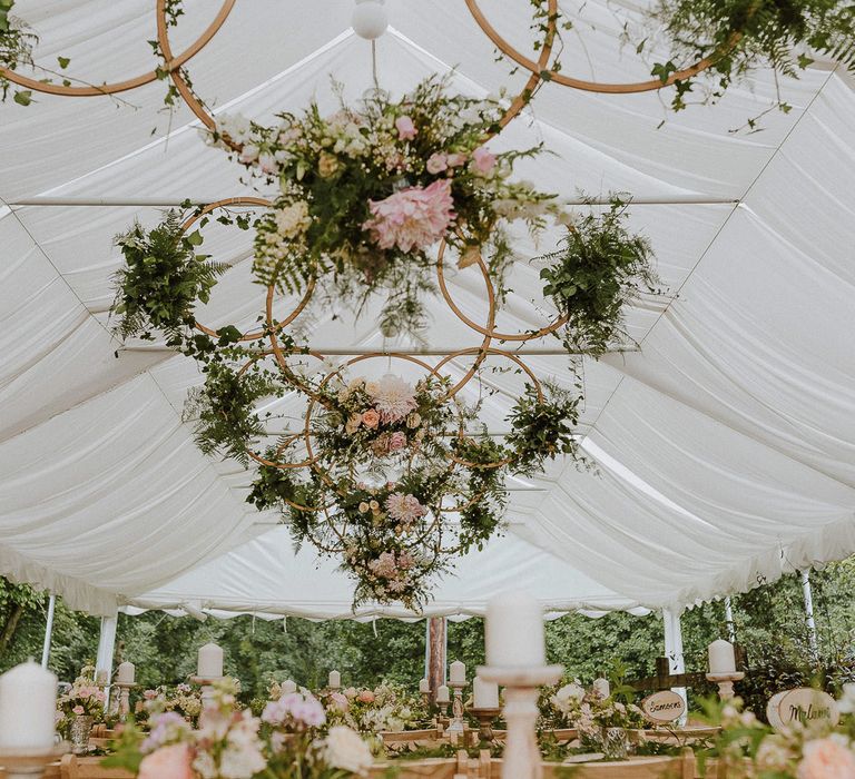 Hanging Flower Hoops Marquee Ceiling Wedding Decor