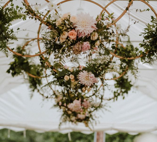 Hanging Flower Hoops Marquee Wedding Decor