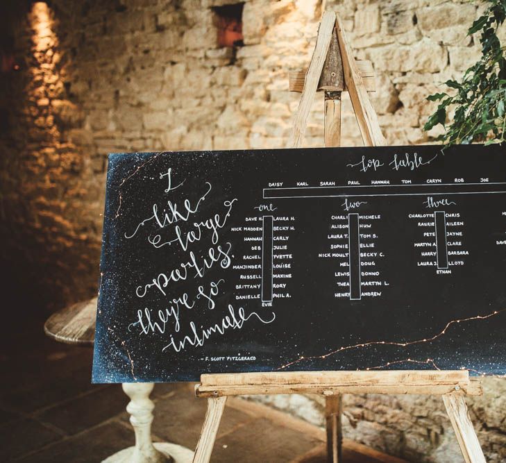 Celestial Black Seating Chart on an Easel