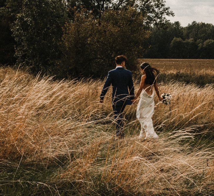 Bride In The Row For Bohemian Wedding In The Cotswolds With PapaKata Tipi And Ceremony At Merriscourt With Images From Carla Blain Photography