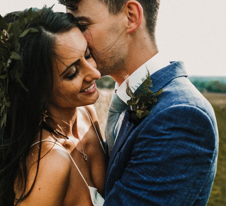 Bride In The Row For Bohemian Wedding In The Cotswolds With PapaKata Tipi And Ceremony At Merriscourt With Images From Carla Blain Photography