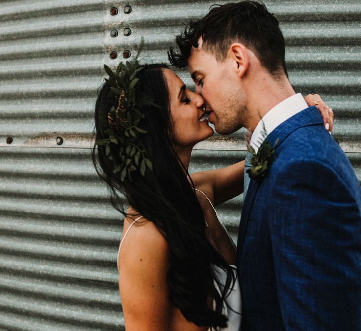 Bride In The Row For Bohemian Wedding In The Cotswolds With PapaKata Tipi And Ceremony At Merriscourt With Images From Carla Blain Photography