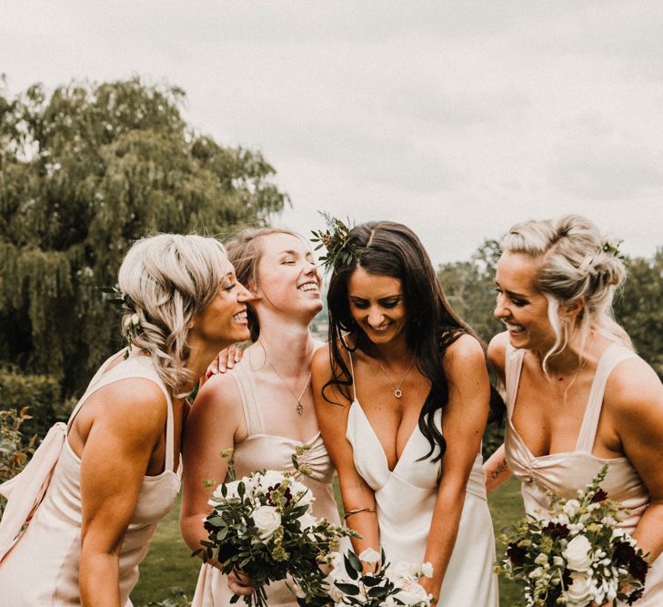 Bride In The Row Bridesmaids In Ghost For Bohemian Wedding In The Cotswolds With PapaKata Tipi And Ceremony At Merriscourt With Images From Carla Blain Photography