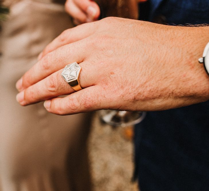 Zoe And Morgan Wedding Ring // Bride In The Row For Bohemian Wedding In The Cotswolds With PapaKata Tipi And Ceremony At Merriscourt With Images From Carla Blain Photography