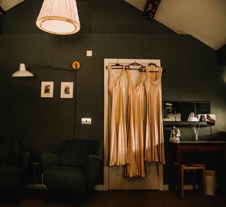 Ghost Bridesmaids Dresses // Bride In The Row For Bohemian Wedding In The Cotswolds With PapaKata Tipi And Ceremony At Merriscourt With Images From Carla Blain Photography