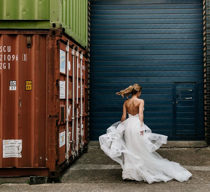 Stylish Bride in Fitted Tara Keely Lace Wedding Dress with Detachable Organza Skirt