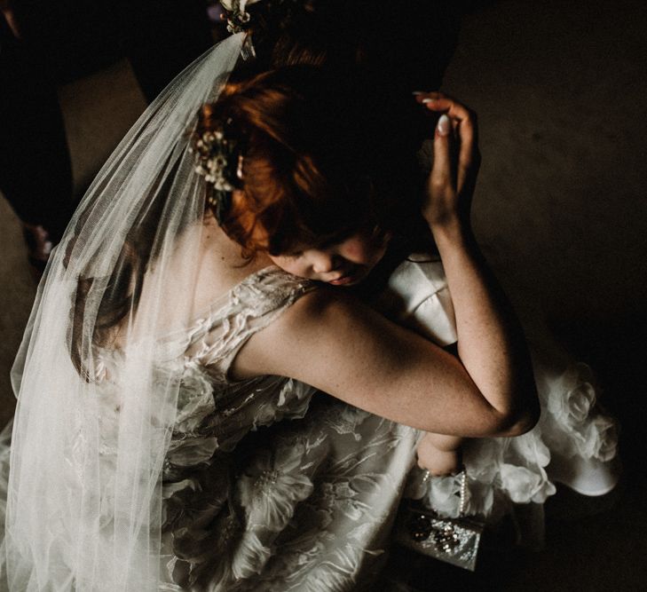 Bride in  Appliqué Flowers Yolan Cris ‘Espino’ Wedding Dress | Pre-Raphaelite Mood Wedding at Heaver Castle in Kent | Carla Blain Photography