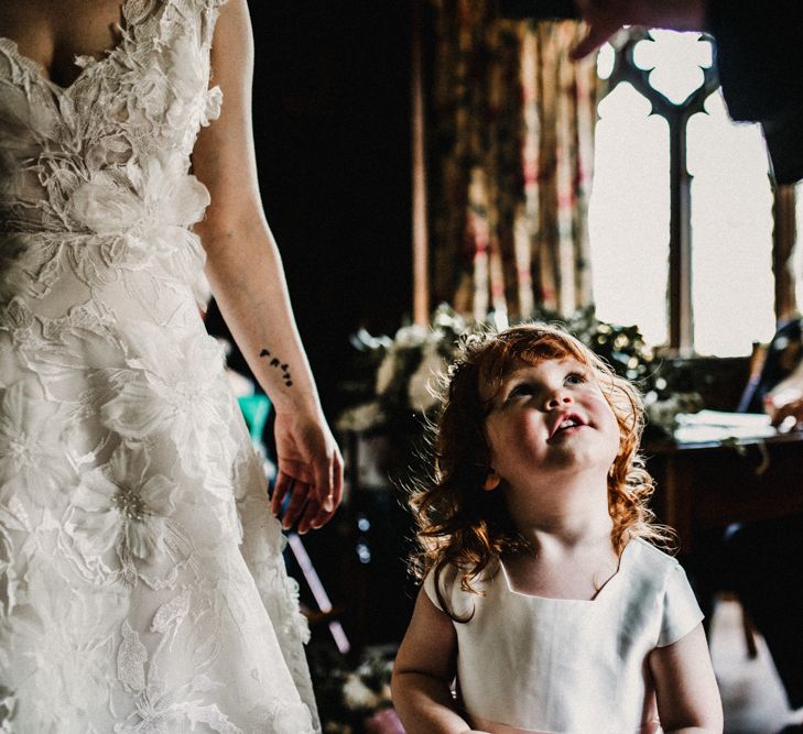 Flower Girl &amp; Ring Bearer in Monsoon Dress | Pre-Raphaelite Mood Wedding at Heaver Castle in Kent | Carla Blain Photography