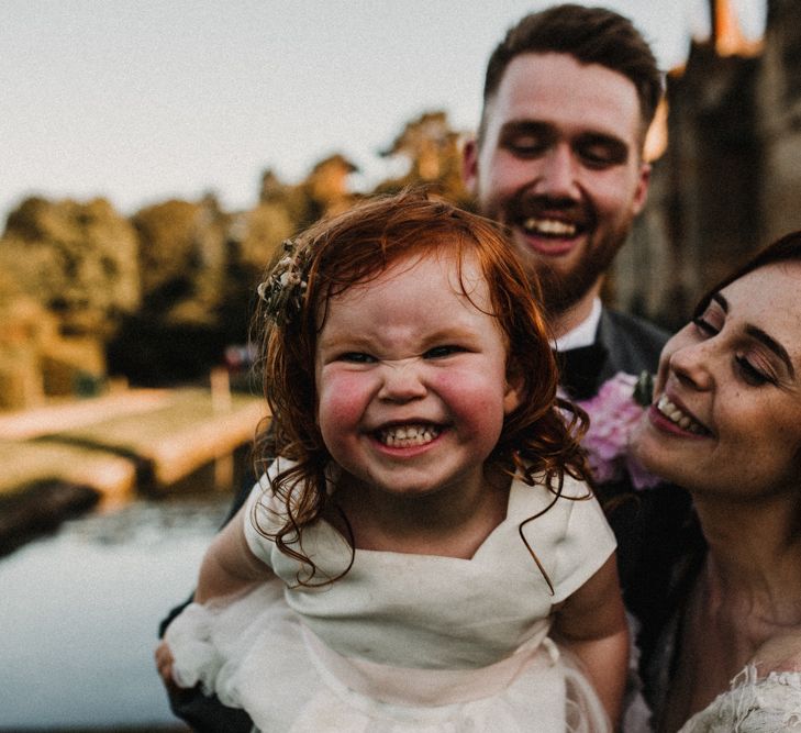 Family Portrait | Bride in  Appliqué Flowers Yolan Cris ‘Espino’ Wedding Dress | Groom in Grey's Suit Hire | Pre-Raphaelite Mood Wedding at Heaver Castle in Kent | Carla Blain Photography