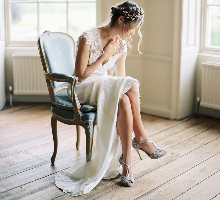 Claire Pettibone Gown and Emmy Shoes | Bespoke Planning and Styling by Helaina Storey Wedding Design | Image by Nastja Kovacec