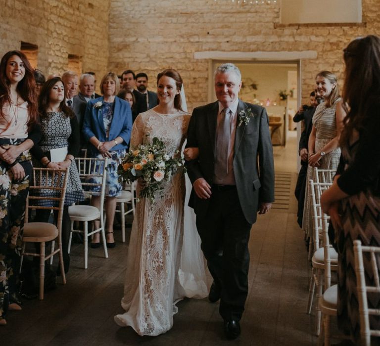 Wedding ceremony bridal entrance at Lapstone Barn