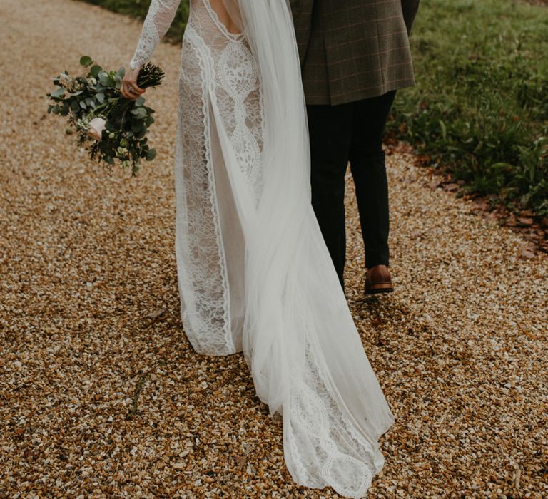 Bride and groom portrait at Lapstone Barn