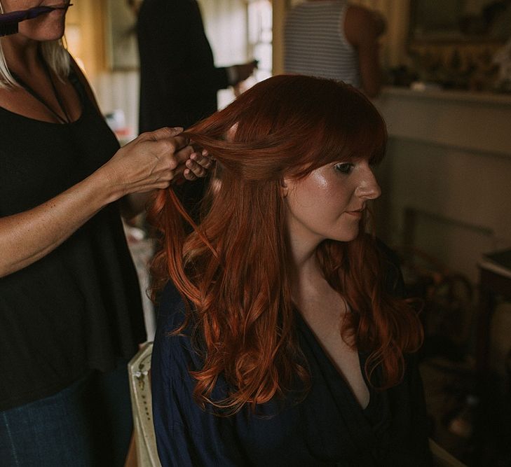 Wedding Morning Bridal Preparations | Wedding Hair | Rustic Barn &amp; Tipi Wedding at High House Farm Brewery, Northumberland | Maureen du Preez Photography