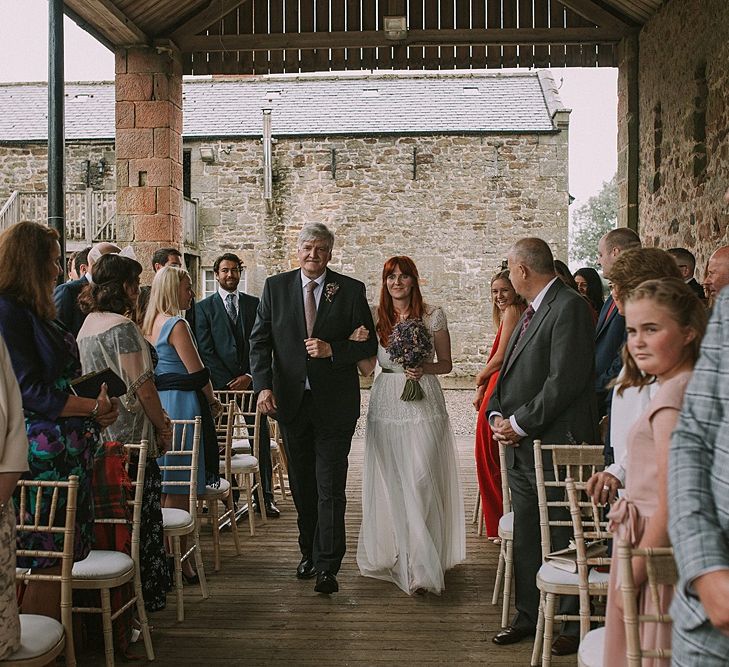 Wedding Ceremony | Bridal Entrance in Katya Katya 'Mirabelle Bridal Gown | Rustic Barn &amp; Tipi Wedding at High House Farm Brewery, Northumberland | Maureen du Preez Photography