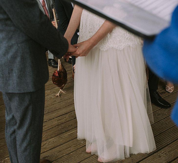 Wedding Ceremony | Bride in Katya Katya 'Mirabelle Wedding Dress | Groom in Reiss Suit | Rustic Barn &amp; Tipi Wedding at High House Farm Brewery, Northumberland | Maureen du Preez Photography