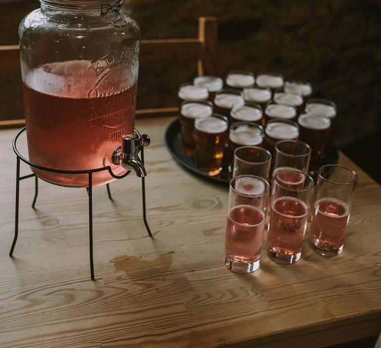 Drinks Reception | Rustic Barn &amp; Tipi Wedding at High House Farm Brewery, Northumberland | Maureen du Preez Photography