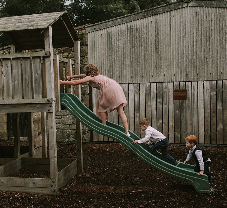 Children Playing | Rustic Barn &amp; Tipi Wedding at High House Farm Brewery, Northumberland | Maureen du Preez Photography