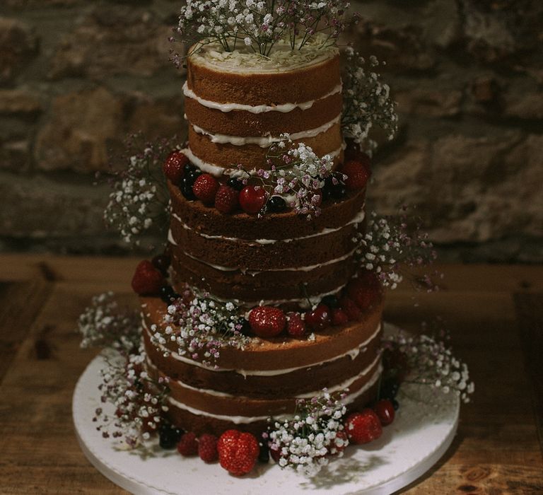 Naked Wedding Cake | Rustic Barn &amp; Tipi Wedding at High House Farm Brewery, Northumberland | Maureen du Preez Photography