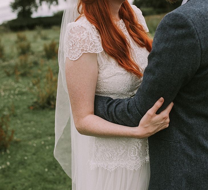 Bride in Katya Katya 'Mirabelle Wedding Dress | Groom in Reiss Suit | Rustic Barn &amp; Tipi Wedding at High House Farm Brewery, Northumberland | Maureen du Preez Photography