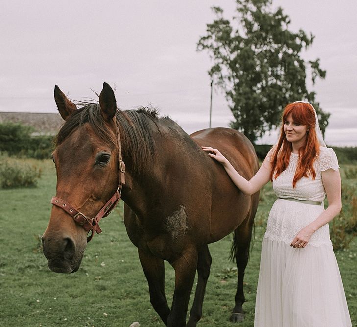 Bride in Katya Katya 'Mirabelle Wedding Dress | Rustic Barn &amp; Tipi Wedding at High House Farm Brewery, Northumberland | Maureen du Preez Photography