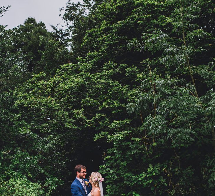 Bride in MiaMia Spagetti Strap Bridal Gown | Groom in Next 3-piece Suit | DIY Bright Family Wedding at Plas Glansevin in Carmarthenshire, Wales |  O&amp; C Photography