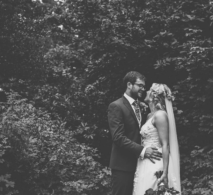 Bride in MiaMia Spagetti Strap Bridal Gown | Groom in Next 3-piece Suit | DIY Bright Family Wedding at Plas Glansevin in Carmarthenshire, Wales |  O&amp; C Photography