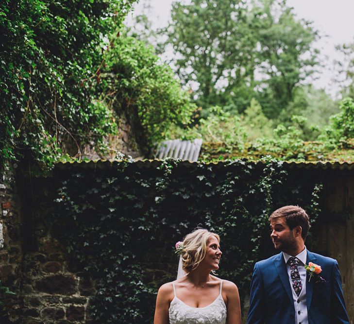 Bride in MiaMia Spagetti Strap Bridal Gown | Groom in Next 3-piece Suit | DIY Bright Family Wedding at Plas Glansevin in Carmarthenshire, Wales |  O&amp; C Photography