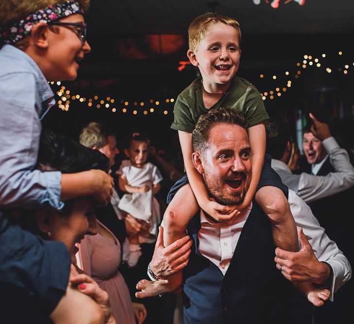 Evening Reception | Groom in Next 3-piece Suit | DIY Bright Family Wedding at Plas Glansevin in Carmarthenshire, Wales |  O&amp; C Photography