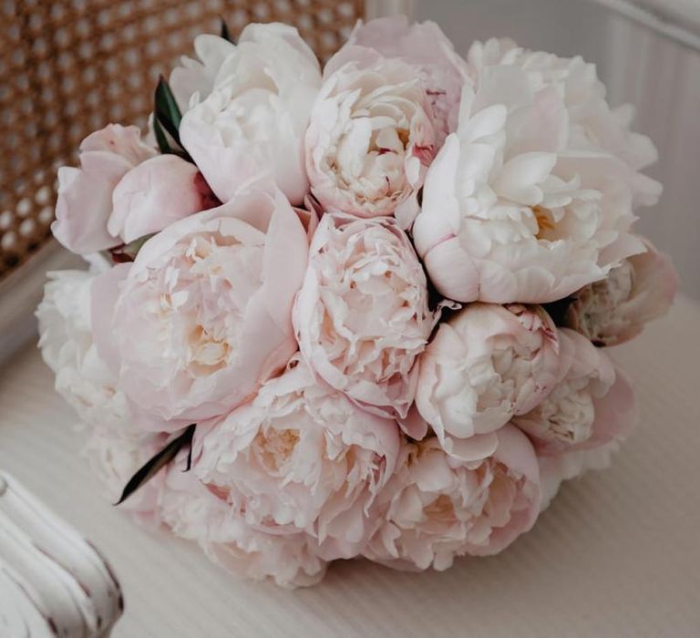 Blush pink peony wedding bouquet