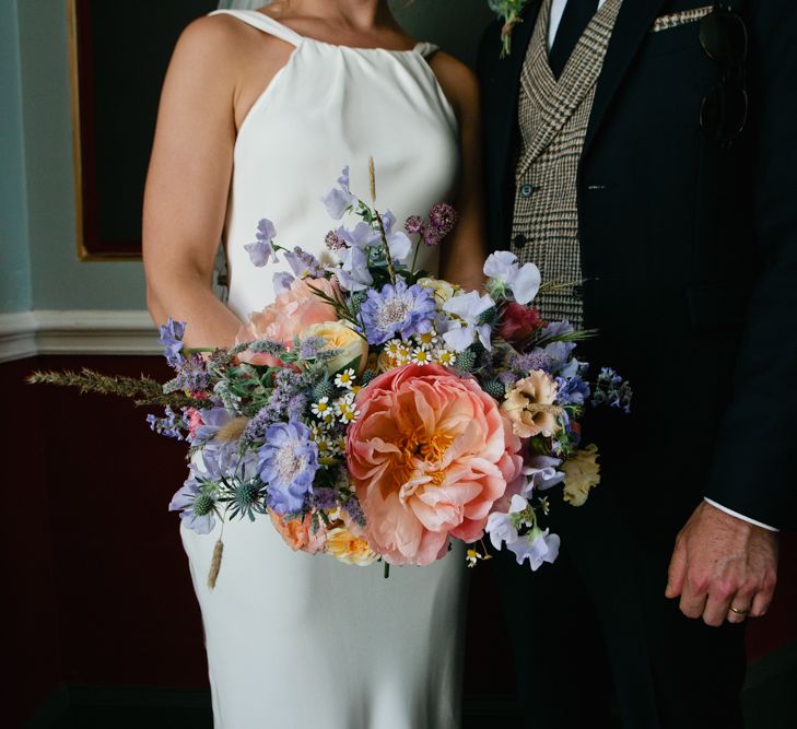 Colourful Wildflower Bridal Bouquet with Peony