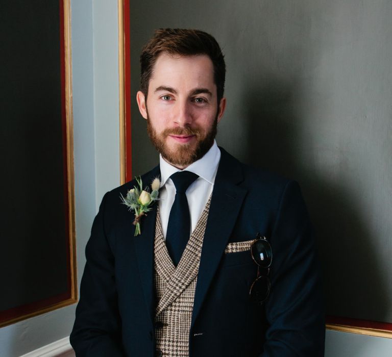 Groom in Jack Bunney's Suit with Plaid Waistcoat