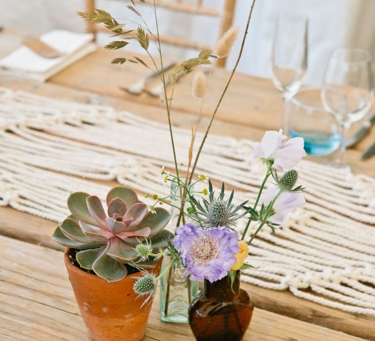 Plant Pot Wedding Reception Table Decor