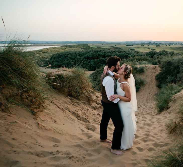 Bride and Groom Coastal Portrait